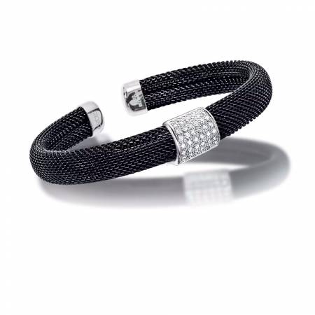 Cédé Brillantarmspange Milanaise schwarz, 06782