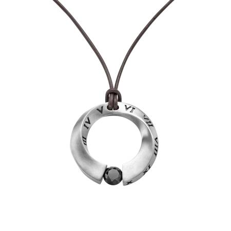 Herrenschmuck Anhänger, schwarzer Diamant, 21-0998771-9000, 30 × 30 × 4 mm, Weißgold