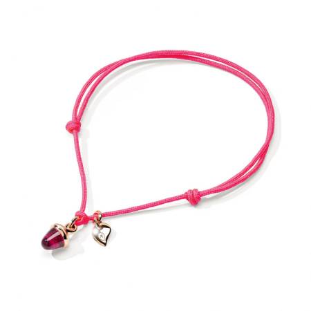 Nylonarmband 'myMIKADO' mit rosa Turmalin Minikegel, B-MM-TuRo-yg