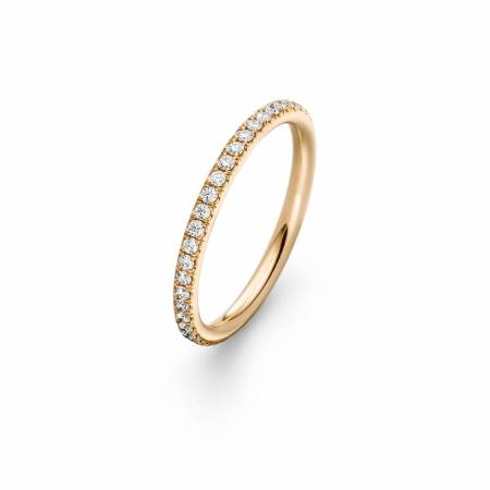 Diamantring in Gelbgold, Ringschiene besetzt mit Diamanten