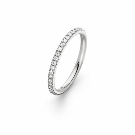 Ring in Weißgold, Ringschiene besetzt mit Diamanten
