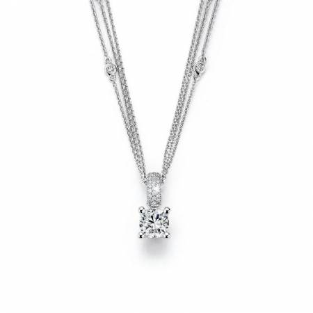 Diamantkette mit Solitär in Krappenfassung, Weißgold