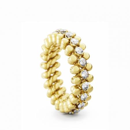 RMS 3M2 YG WD, Ring Multi-Size, 3 Reihen, Gelbgold, weisse Diamanten