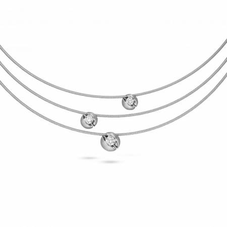 214 CAL33 25 wg, Halsreifen mit 3 Brillanten, 1 Brillant mit 0,24ct Gsi1, 2 Brillanten zus. 0,28ct Gsi1