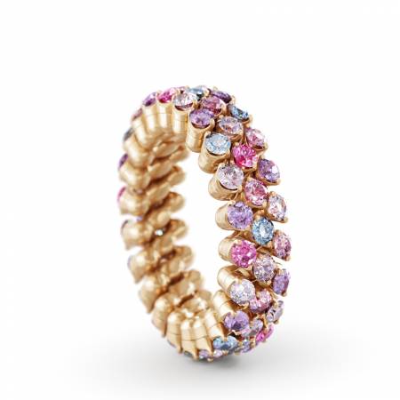 RMS 3F2 RG VS, Ring Multisize, 3 Reihen, Roségold, violette Saphire