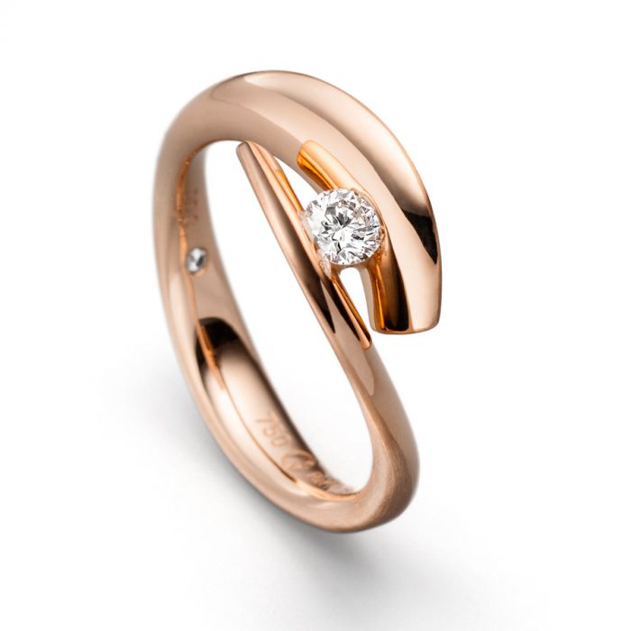 Diamantring Protegé Rotgold